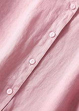 Load image into Gallery viewer, Unique Pink Peter Pan Collar Wrinkled Linen Holiday Dress Short Sleeve