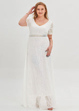 Load image into Gallery viewer, Unique White Hollow Out Patchwork Lace Party Dress Summer