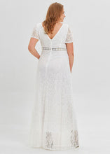 Load image into Gallery viewer, Unique White Hollow Out Patchwork Lace Party Dress Summer