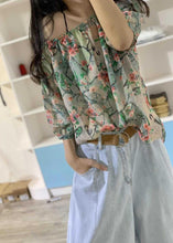 Load image into Gallery viewer, Unique prints linen clothes half sleeve box fall blouses