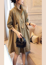 Load image into Gallery viewer, Vintage Pink Pockets Button Fall Half Sleeve Shirt dress