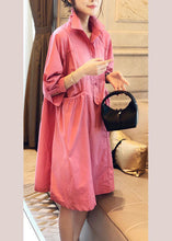 Load image into Gallery viewer, Vintage Pink Pockets Button Fall Half Sleeve Shirt dress