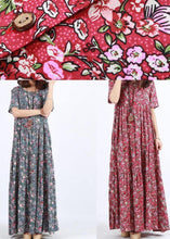 Load image into Gallery viewer, Vivid Blue Print Clothes O Neck Patchwork Maxi Summer Dress