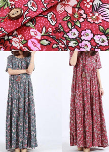 Vivid Blue Print Clothes O Neck Patchwork Maxi Summer Dress