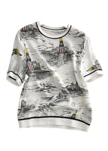 Load image into Gallery viewer, Vogue O-Neck Print Silk T Shirt Short Sleeve
