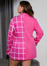 Load image into Gallery viewer, Vogue Rose Notched Asymmetrical Plaid Patchwork Coats Fall