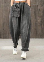 Load image into Gallery viewer, Washed denim black autumn casual trousers loose harem pants