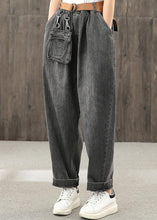 Load image into Gallery viewer, Washed denim black autumn casual trousers loose harem pants