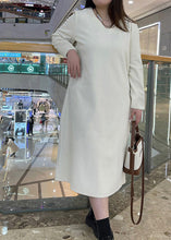 Load image into Gallery viewer, Women Apricot V Neck Oversized Thick Warm Fleece Mid Dress Fall