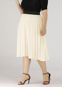 Women Apricot Wrinkled Elastic Waist Patchwork Chiffon Skirts Summer