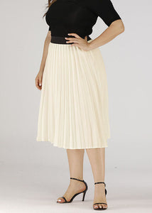 Women Apricot Wrinkled Elastic Waist Patchwork Chiffon Skirts Summer