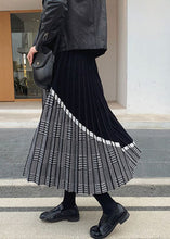 Load image into Gallery viewer, Women Black Patchwork Plaid Knit Skirts Winter