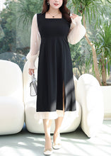 Load image into Gallery viewer, Women Black Ruffled Front Open Cotton Dresses Flare Sleeve