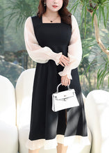 Load image into Gallery viewer, Women Black Ruffled Front Open Cotton Dresses Flare Sleeve