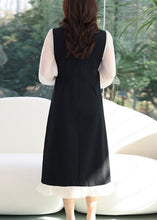 Load image into Gallery viewer, Women Black Ruffled Front Open Cotton Dresses Flare Sleeve