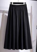 Load image into Gallery viewer, Women Black Wrinkled Elastic Waist Patchwork Cotton A Iine Skirts Fall