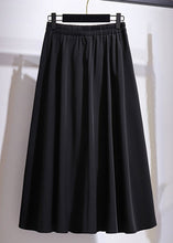 Load image into Gallery viewer, Women Black Wrinkled Elastic Waist Patchwork Cotton A Iine Skirts Fall