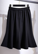 Load image into Gallery viewer, Women Black Wrinkled Elastic Waist Patchwork Cotton Fishtail Skirt Summer