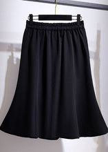 Load image into Gallery viewer, Women Black Wrinkled Elastic Waist Patchwork Cotton Fishtail Skirt Summer