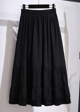 Load image into Gallery viewer, Women Black Wrinkled High Waist Patchwork Cotton Skirt Fall