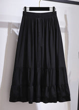 Load image into Gallery viewer, Women Black Wrinkled High Waist Patchwork Cotton Skirt Fall