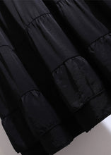 Load image into Gallery viewer, Women Black Wrinkled High Waist Patchwork Cotton Skirt Fall