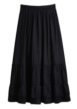 Load image into Gallery viewer, Women Black Wrinkled High Waist Patchwork Cotton Skirt Fall