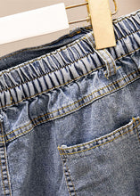 Load image into Gallery viewer, Women Blue Pockets Elastic Waist Patchwork Denim Skirt Summer