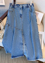 Load image into Gallery viewer, Women Blue Pockets Side Open Patchwork Denim Skirts Summer