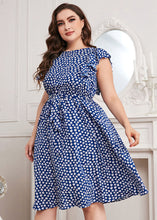 Load image into Gallery viewer, Women Blue Ruffled Print Patchwork Chiffon Dress Summer