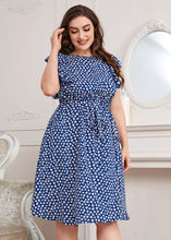 Load image into Gallery viewer, Women Blue Ruffled Print Patchwork Chiffon Dress Summer