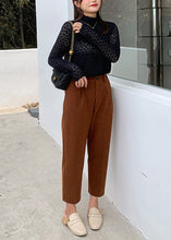 Load image into Gallery viewer, Women Caramel Slim Fit Pockets Woolen Pants Fall