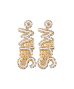 Women Champagne Rice Ball Graphic Sequins Graphic Drop Earrings