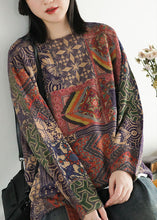 Load image into Gallery viewer, Women Geometric pattern Loose O-Neck Print Oriental Fall Knit Sweater