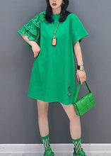 Load image into Gallery viewer, Women Green O Neck Lace Patchwork Cotton T Shirt Summer