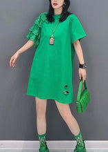 Load image into Gallery viewer, Women Green O Neck Lace Patchwork Cotton T Shirt Summer