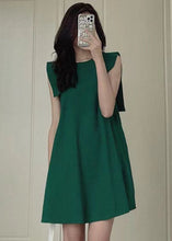 Load image into Gallery viewer, Women Green Slim Fit Original Design Cotton Mid Dress Sleeveless