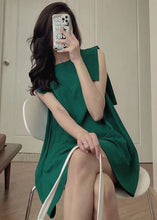 Load image into Gallery viewer, Women Green Slim Fit Original Design Cotton Mid Dress Sleeveless