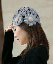 Load image into Gallery viewer, Women Grey Applique Hollow Out Knit Bonnie Hat