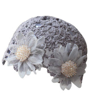 Load image into Gallery viewer, Women Grey Applique Hollow Out Knit Bonnie Hat