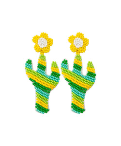 Women Hand Knitting Rice Ball Little Daisy Cactus Drop Earrings