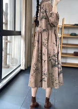 Load image into Gallery viewer, Women Khaki Button Ruffled Print Dress Spring