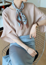 Load image into Gallery viewer, Women Khaki O-Neck Slim Fit Linen Shirt Top Butterfly Sleeve