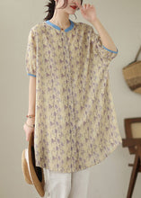 Load image into Gallery viewer, Women Khaki Oversized Print Linen Shirt Dress Summer