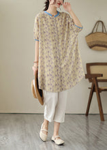 Load image into Gallery viewer, Women Khaki Oversized Print Linen Shirt Dress Summer