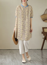 Load image into Gallery viewer, Women Khaki Oversized Print Linen Shirt Dress Summer