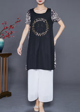 Load image into Gallery viewer, Women Leopard Patchwork Smiling Face Zircon Chiffon Dress Summer