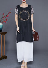 Load image into Gallery viewer, Women Leopard Patchwork Smiling Face Zircon Chiffon Dress Summer