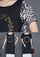 Load image into Gallery viewer, Women Leopard Patchwork Smiling Face Zircon Chiffon Dress Summer