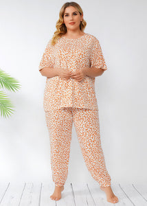 Women Leopard T Shirt Tops And Pants Chiffon Two Piece Set Pajamas Summer